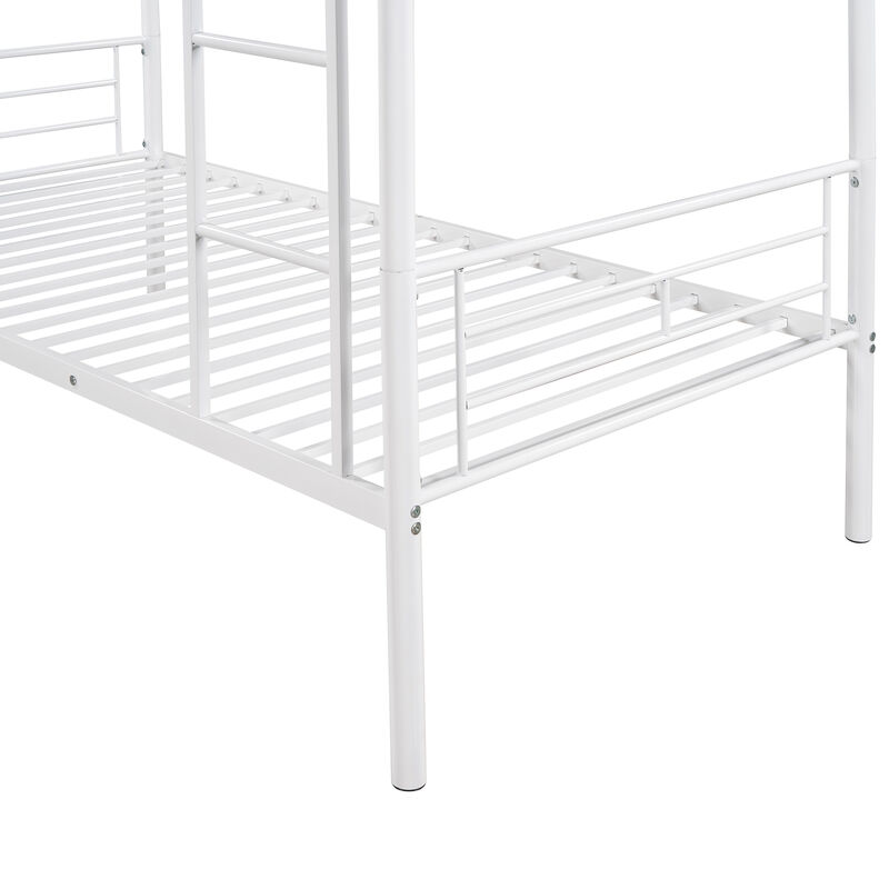 Whisen Twin Over Twin Metal Bunk Bed - White