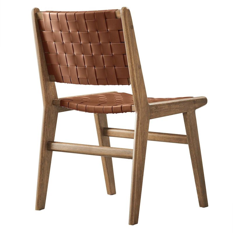 Saoirse Leather Wood Dining Side Chair Set of 2 image number 4