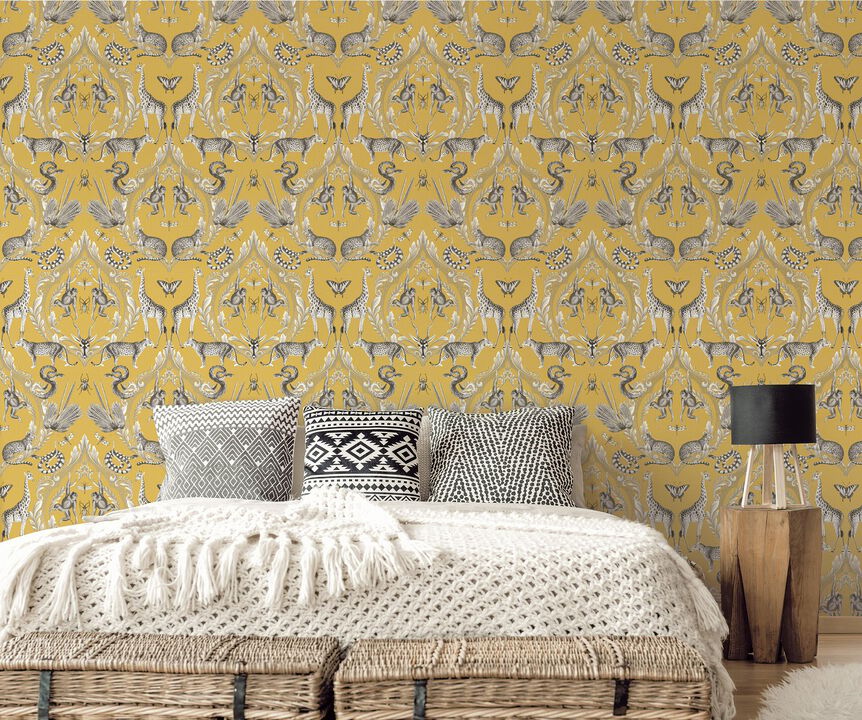 Bazaar Menagerie Yellow Wallpaper G78315