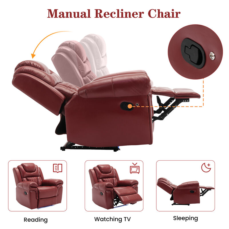 Merax Manual Recliner Chair with LED Light Strip