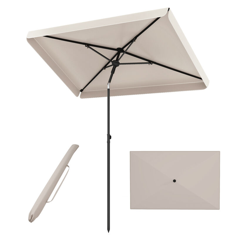 Compact 6.5 x 4.3 Ft Outdoor Balcony Umbrella Rectangular with Adjustable Tilt Button image number 3
