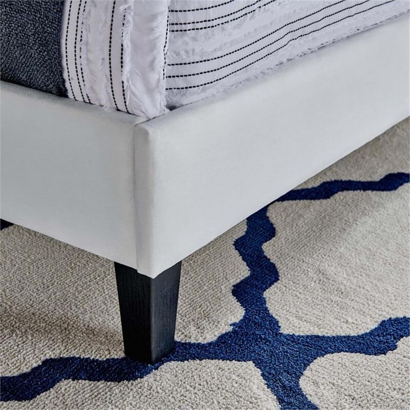 Modway Roxanne Modern Performance Velvet King Platform Bed in White image number 4