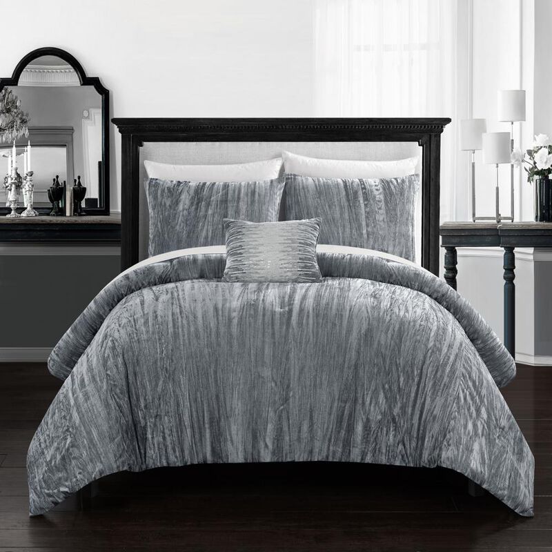 Chic Home Westmont 8 Piece Comforter Set Crinkle Crushed Velvet Bed in a Bag Bedding - Sheet Set Decorative Pillow Shams Included image number 1