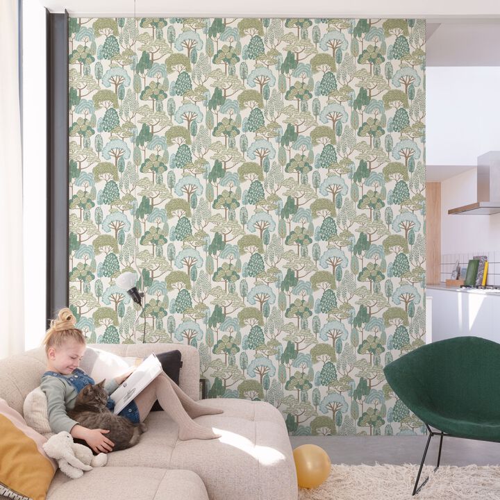 Little Dreamers Trees Motive Green Wallpaper GDLD2113
