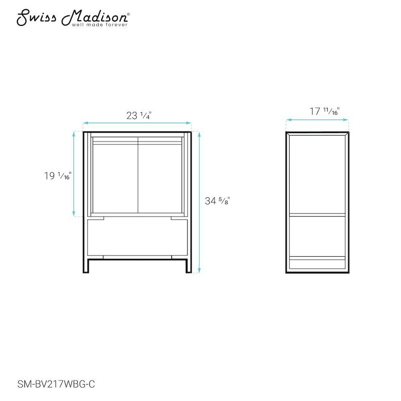 24 Bathroom Vanity in White and Brushed Gold Cabinet Only image number 2