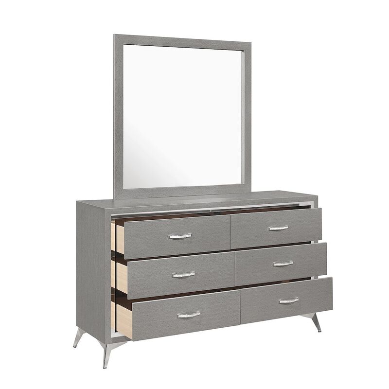New Classic Furniture Huxley Wood 6-Drawer Dresser with Mirror image number 4