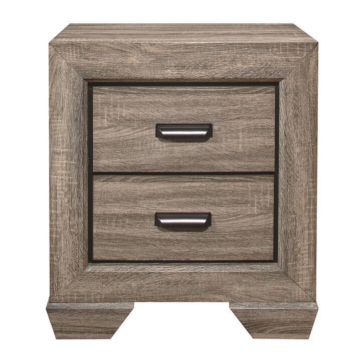 Natural Finish 1pc Nightstand Flat Cup Pulls Two Dovetail Drawers Wooden Bedside Table Bedroom Furniture