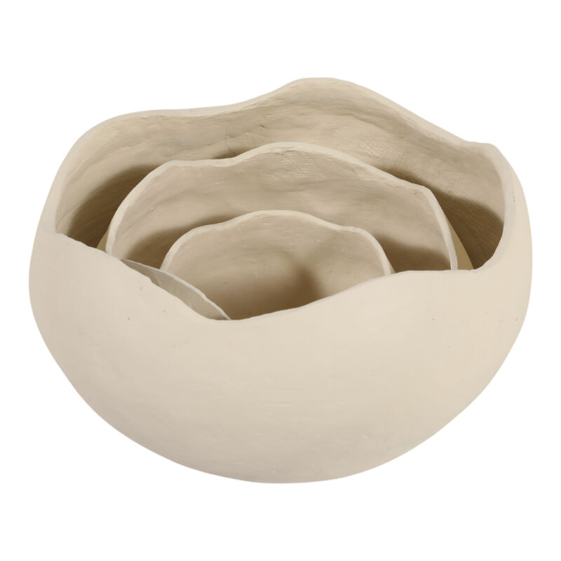 S/3 Curvy Edge Bowls, Ivory image number 5