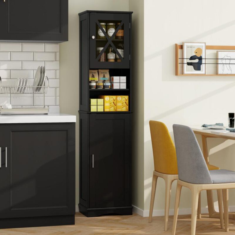 Hivvago Tall Bathroom Cabinet Freestanding Storage Cabinet with 5 Adjustable Shelves