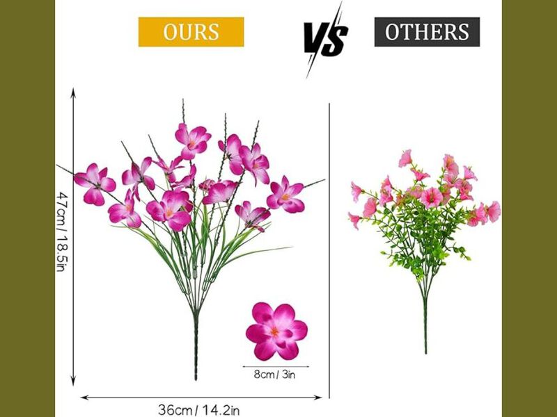 6 Bundle Fuchsia Artificial Outdoor Plants UV Resistant Vase Filler image number 2