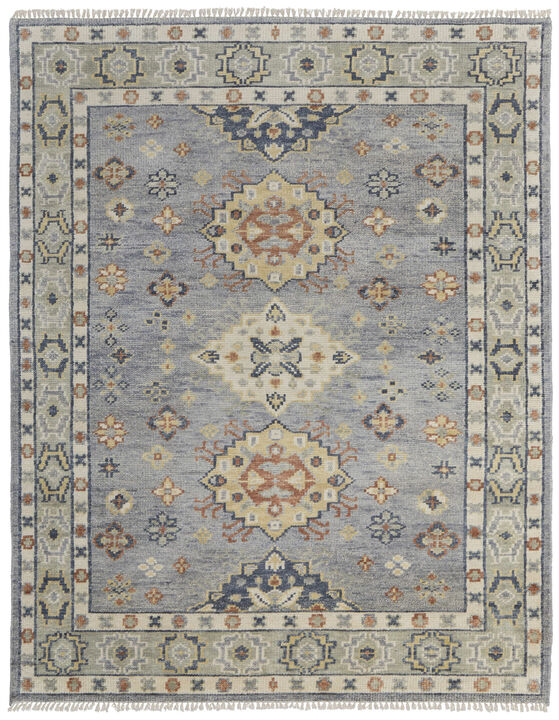 HomeRoots Wool Geometric Hand Knotted Area Rug With Fringe
