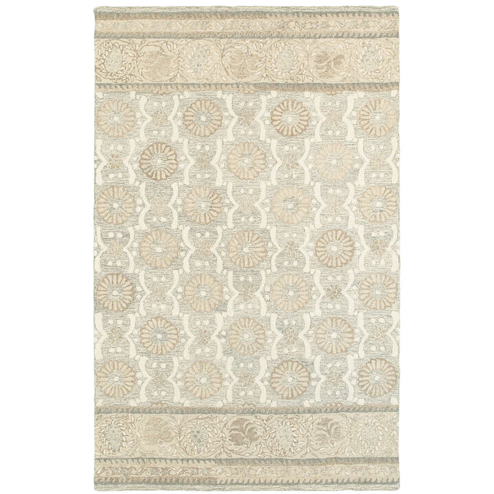 HomeRoots Wool Floral Hand Tufted Area Rug