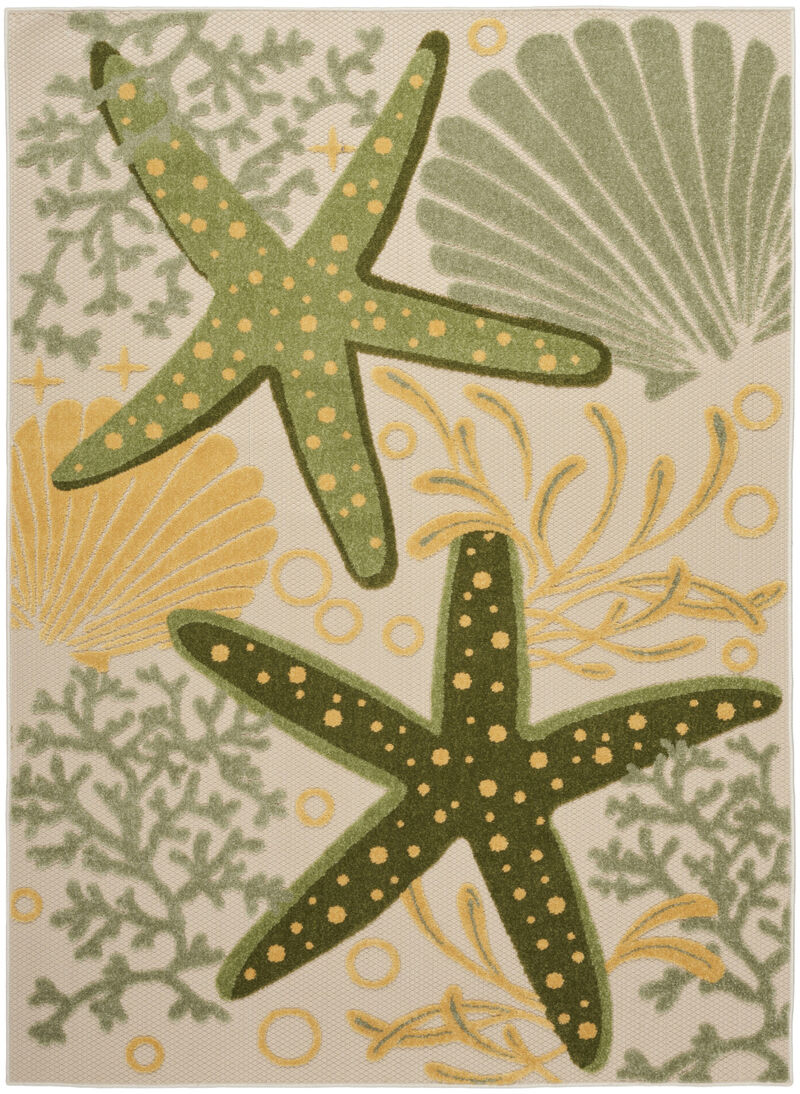 HomeRoots 4' X 6' Green And Yellow Starfish Indoor Outdoor Area Rug image number 0