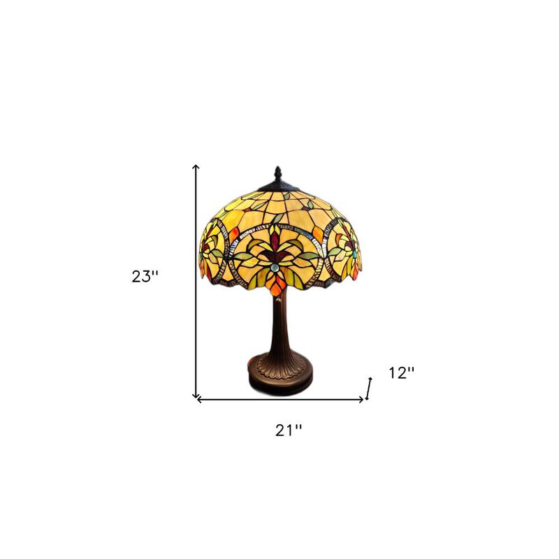 Hivvago 23" Dark Brown Metal Two Light Candlestick Table Lamp With White Shade