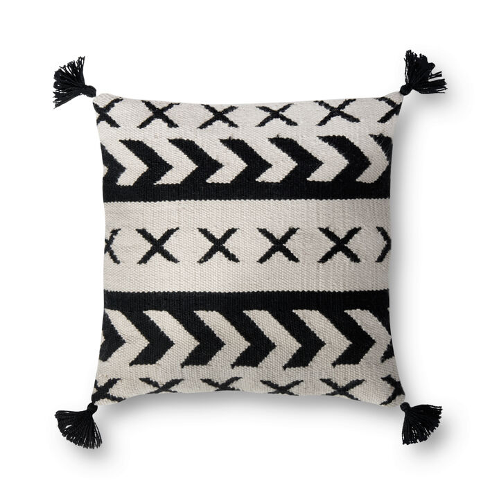 P0502 Black/Ivory 18"x18" Poly Pillow