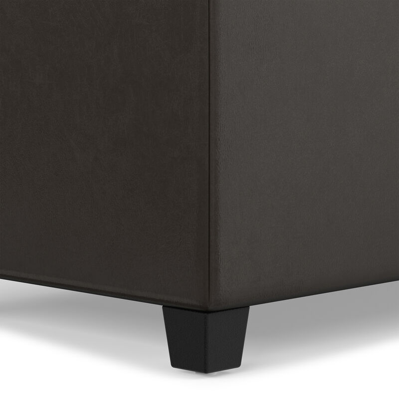 Sienna 33 inch Wide Transitional Rectangle Storage Ottoman Bench in Tanners Brown Vegan Faux Leather, Assembled image number 9