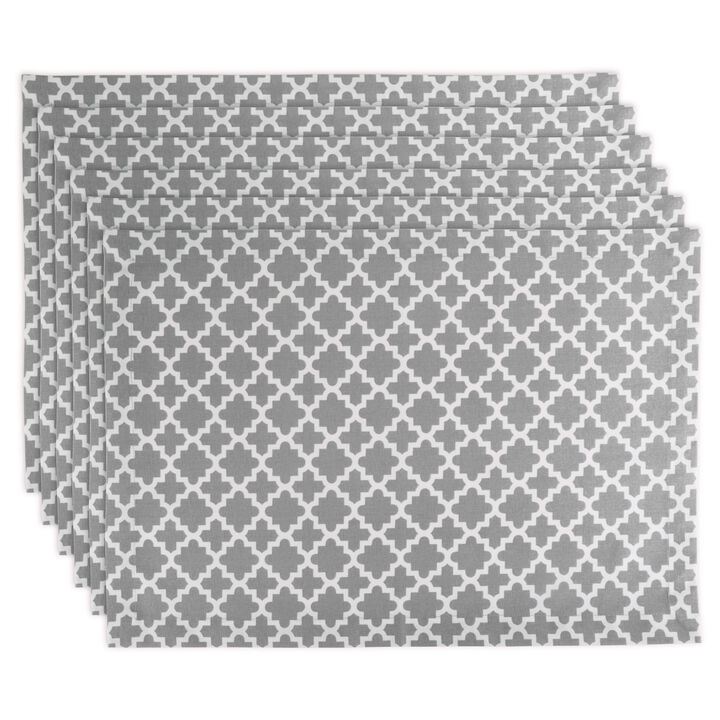 Set of 6 Fossil Gray Lattice Placemats  19"