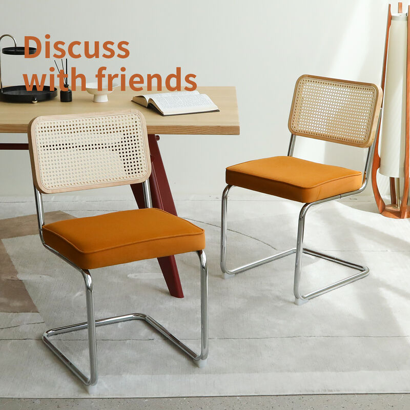 Merax Mid-Century Modern Chrome Cantilever Dining Chair Set of 2 image number 2