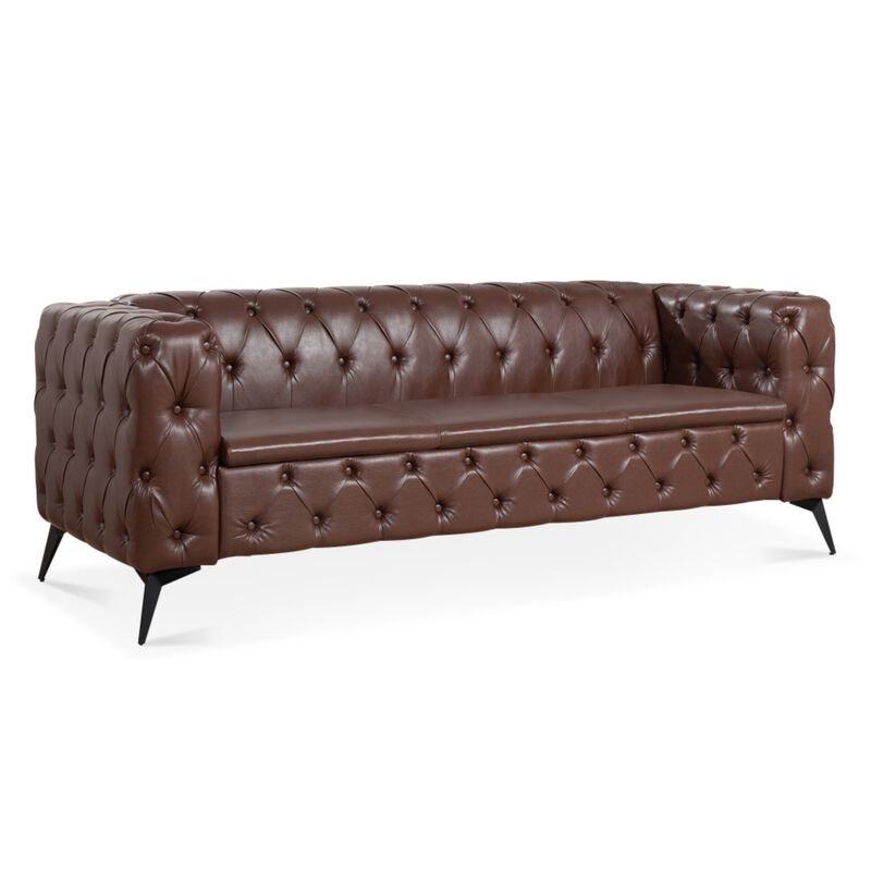 Cintco 84.06 Inch Chesterfield Tufted PU Leather 3‑Seat Sofa image number 3