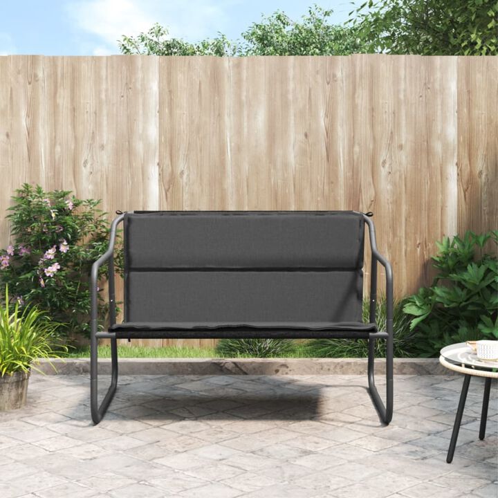 vidaXL Modern Anthracite 2-Seater Patio Bench with Cushions - Powder-Coated Steel and UV-Resistant textilene Fabric - Ideal for Garden, Terrace or Outdoor use