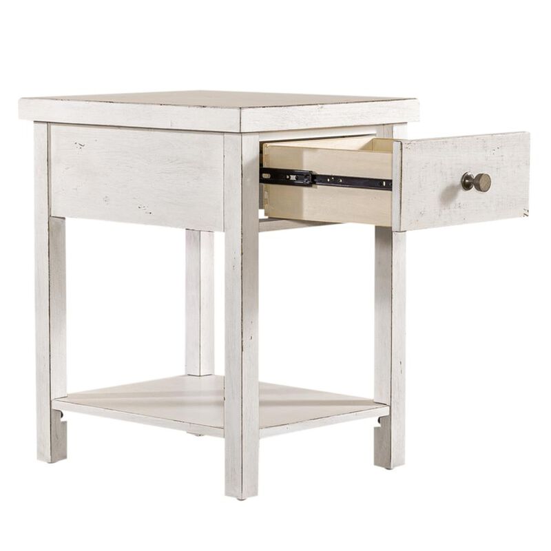 Liberty Furniture Modern Farmhouse Drawer Chair Side Table in Dusty w/ Heavy Distressing image number 4