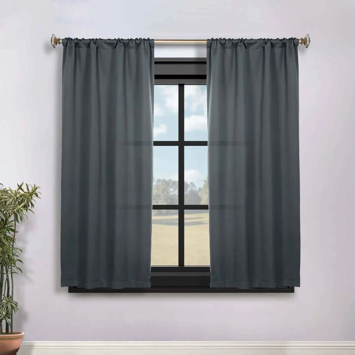 Blackout Curtain Set of 2, Solid Window Drapes for Bedroom and Living Room