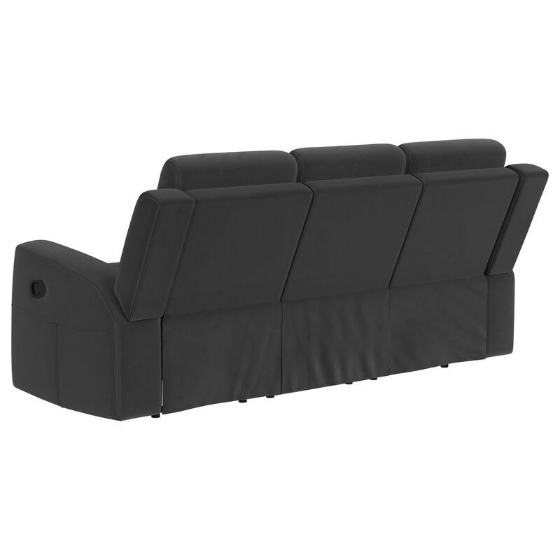 Krio Manual Recliner Sofa, 80 Inch, Modern Charcoal Gray Faux Leather