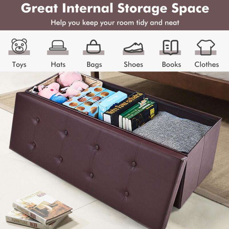 Hivvago Large Folding Storage Ottoman Bench with Memory Foam
