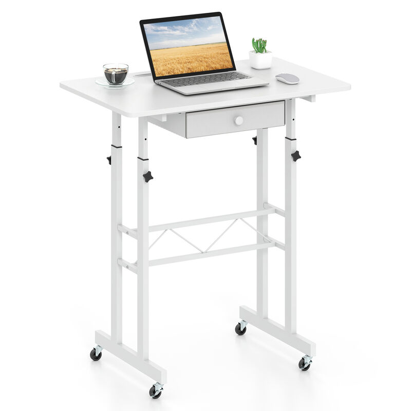 Adjustable Rolling Laptop Desk with Tablet Stand and Drawer image number 3