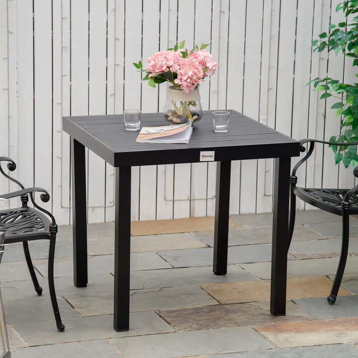 Patio Dining Table for 4, Rectangular Aluminum Outdoor Table for Garden Lawn Backyard, Black