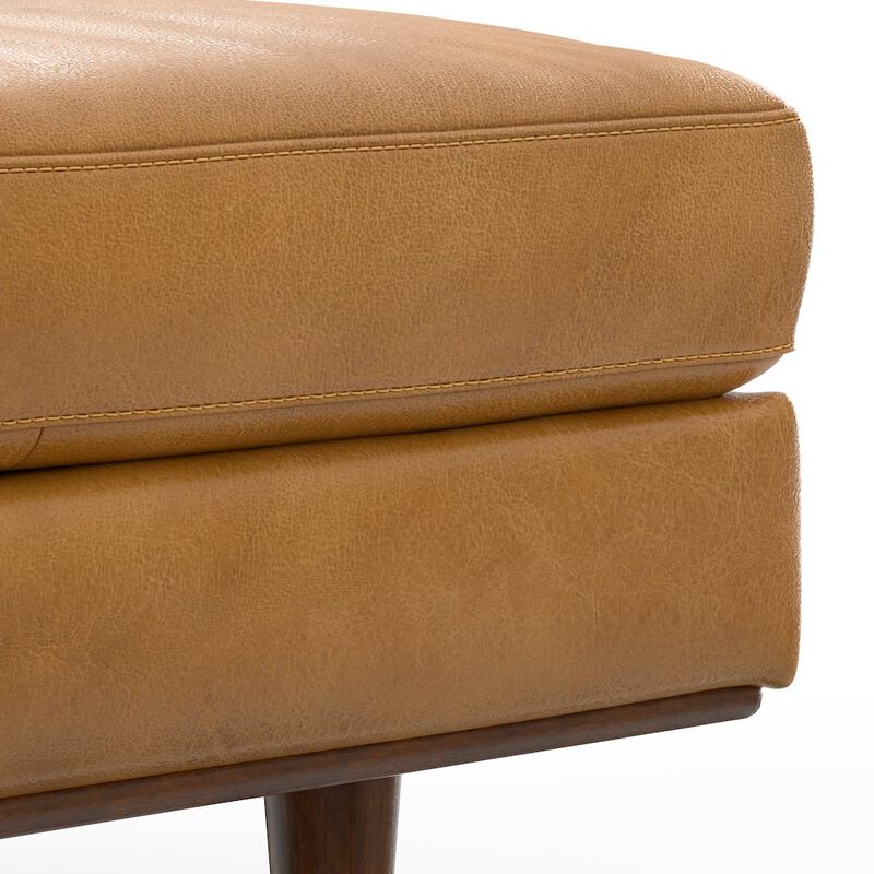 Simpli Home Morrison Ottoman In Genuine Leather