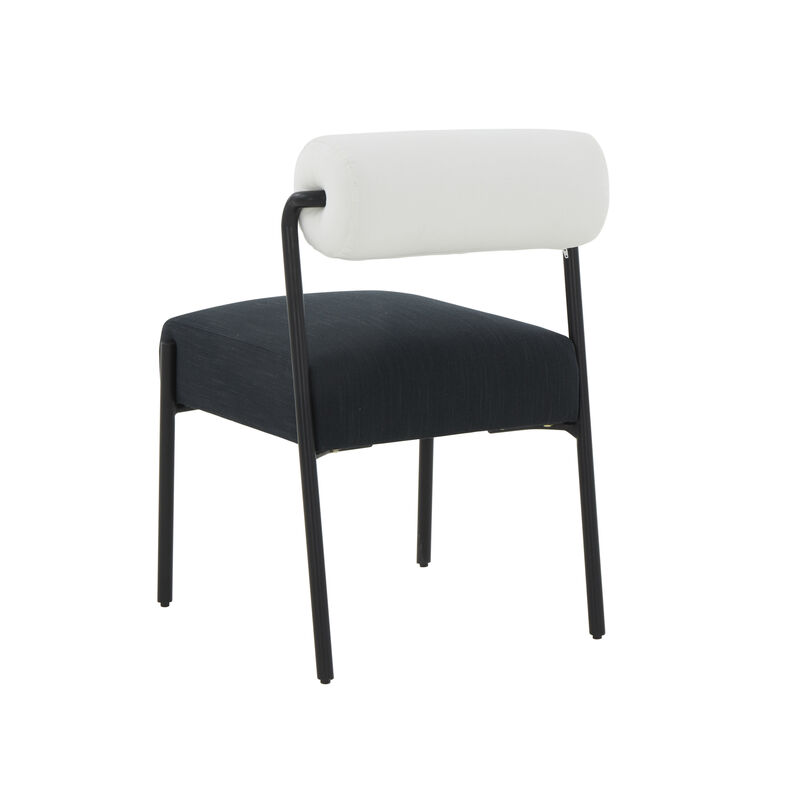 Jolene Cream and Black Linen Dining Chair - Set of 2