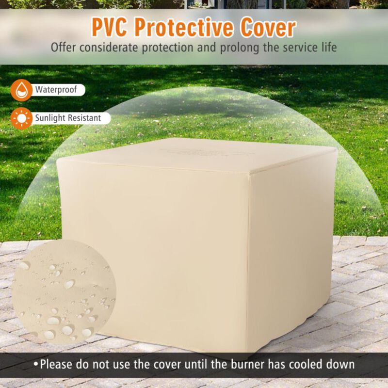 Hivvago 30 Inch Square Propane Gas Fire Pit Table Ceramic Tabletop