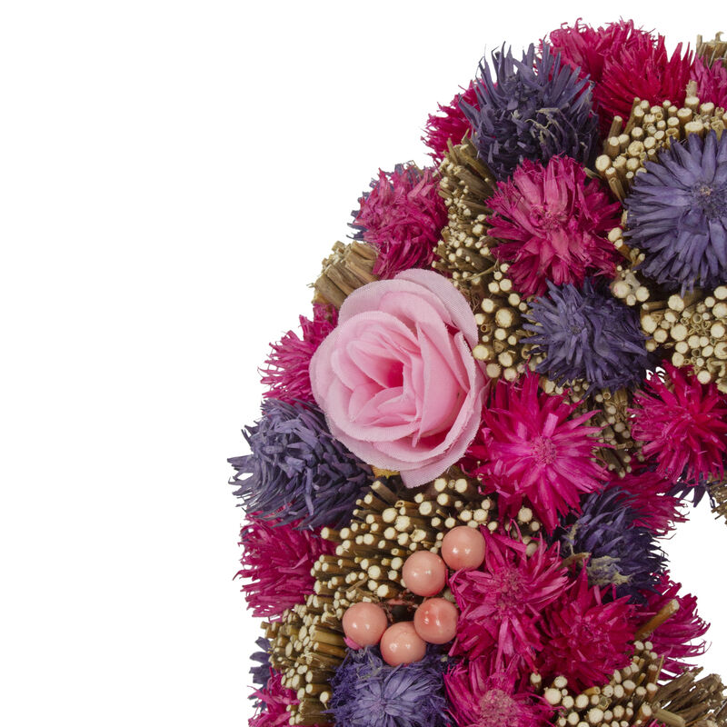 Floral and Twig Artificial Heart Valentine's Day Wreath - 13.5-Inch - Pink and Purple image number 5