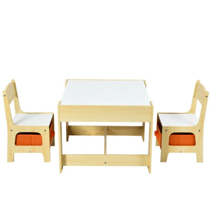 Hivvago Kids Table Chairs Set With Storage Boxes Blackboard Whiteboard Drawing