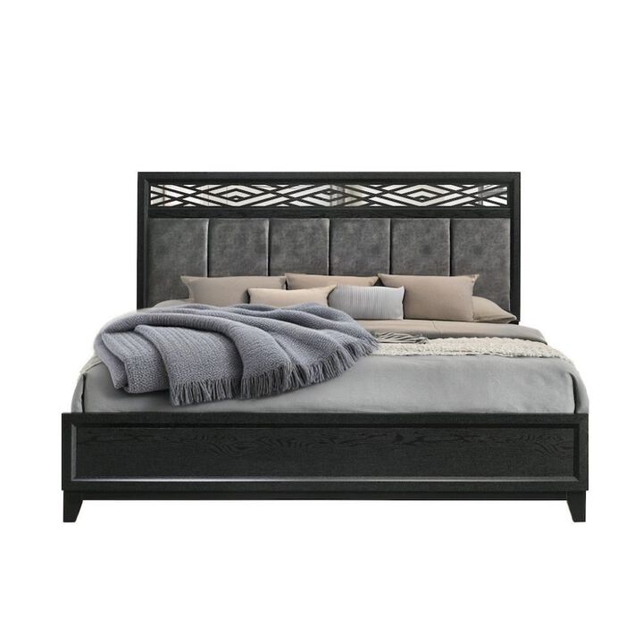 Elegant Black Queen Bed Frame with Headboard &ndash; Solid Rubberwood Design
