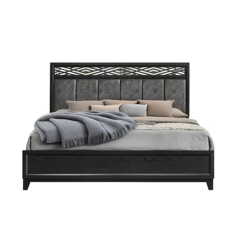 Elegant Black Queen Bed Frame with Headboard &ndash; Solid Rubberwood Design image number 0