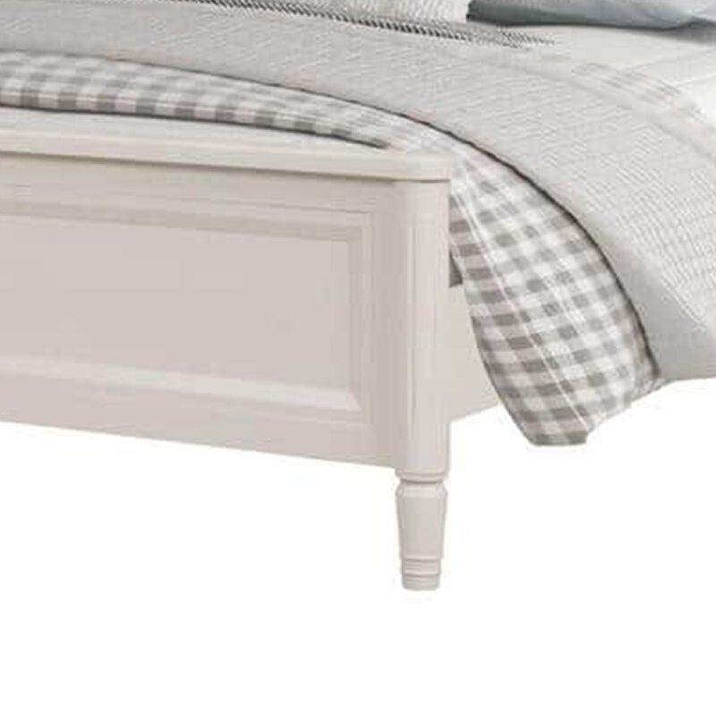 Alta Queen Size Bed, Classic French Design, White Solid Wood Frame