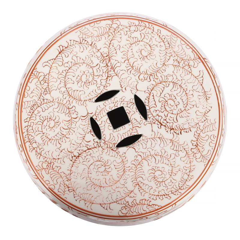 Double Happiness Chinoiserie Ceramic Drum Garden Stool