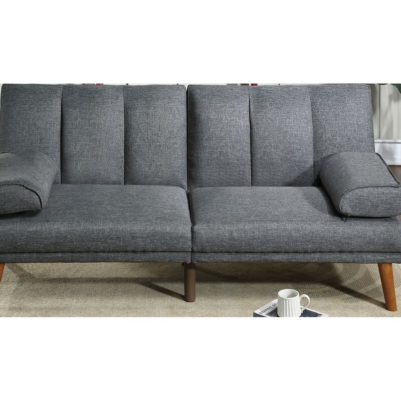Blue Grey Polyfiber 2pc Sectional Sofa Set Living Room Furniture Solid wood Legs Plush Couch Adjustable Sofa Chaise