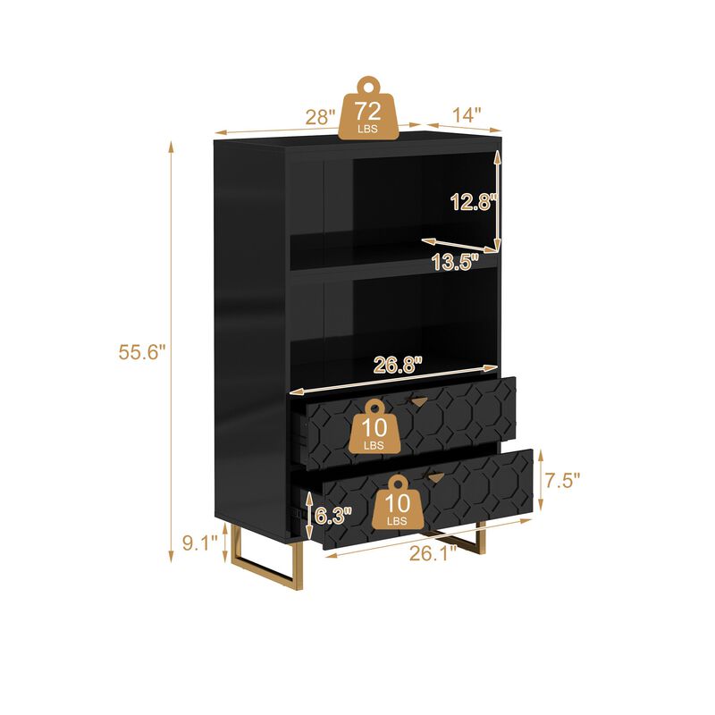 55.6 in. Tall Wood Display Bookcase Storage Organizer