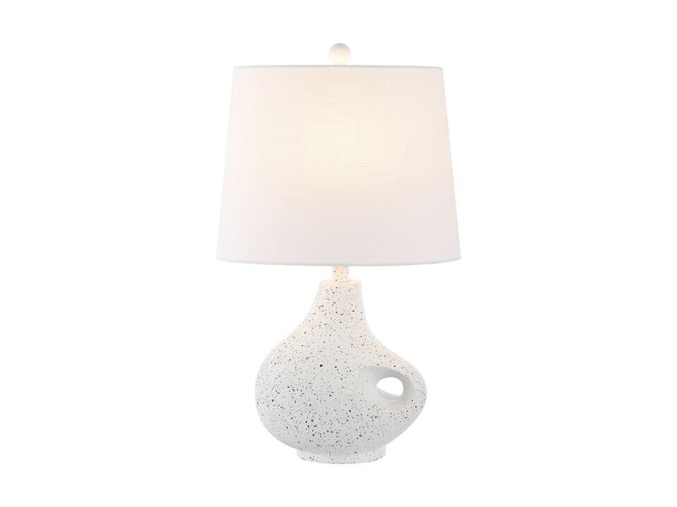 Charlotte 24" Minimalist Designer Iron/Resin Oval Shade LED Table Lamp, White Terrazzo