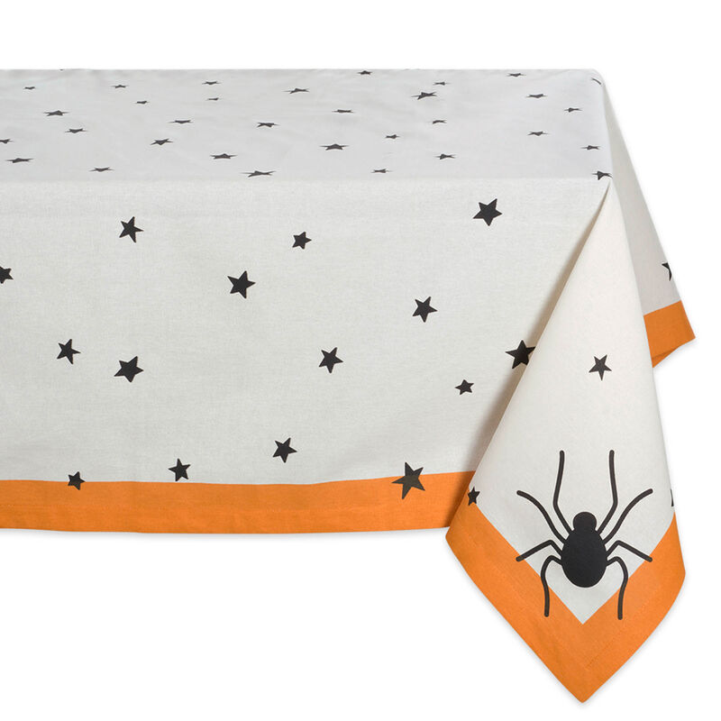 52" White and Black Stars Printed Square Tablecloth