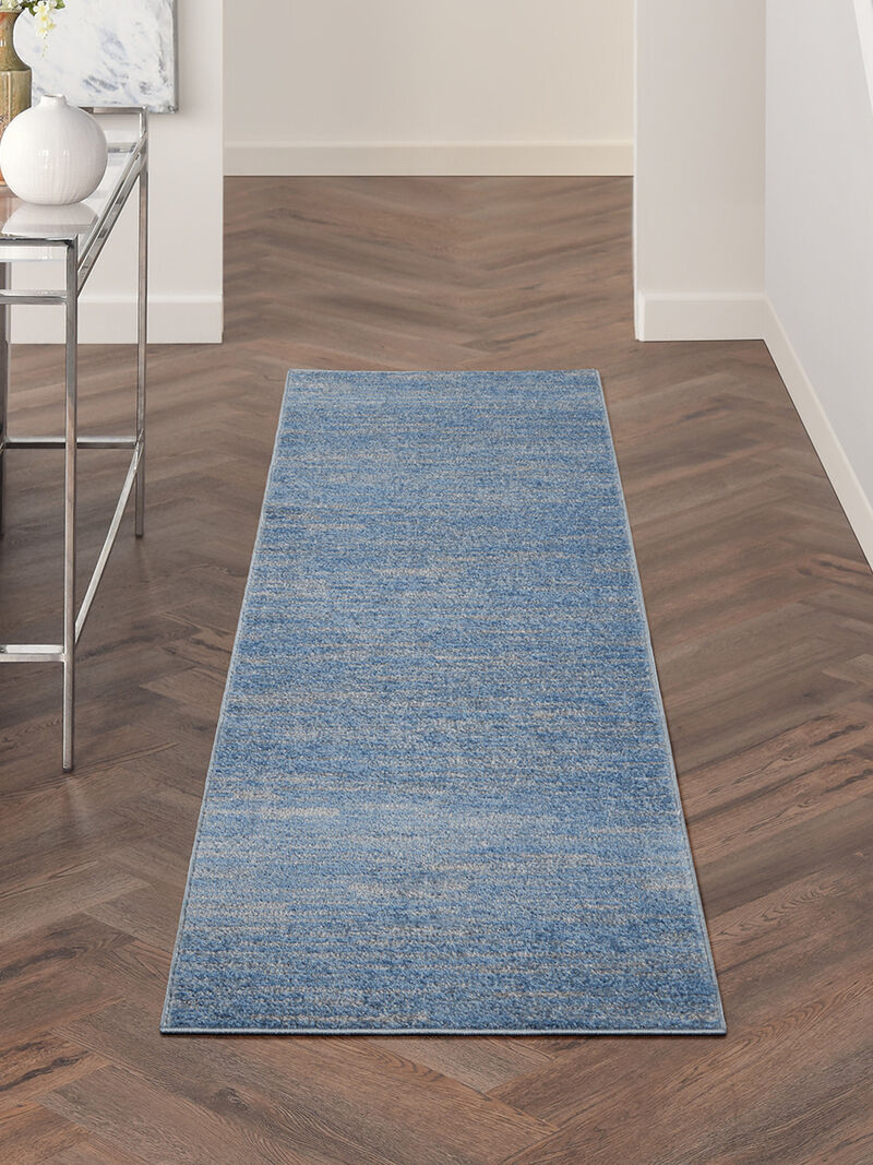 Nourison Essentials NRE01 Blue/Gray 2' x 6' Rug image number 6