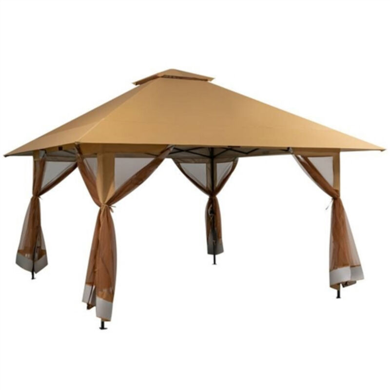 Pop-Up Outdoor Gazebo Canopy with Mesh Mosquito Netting Sidewalls for Patio