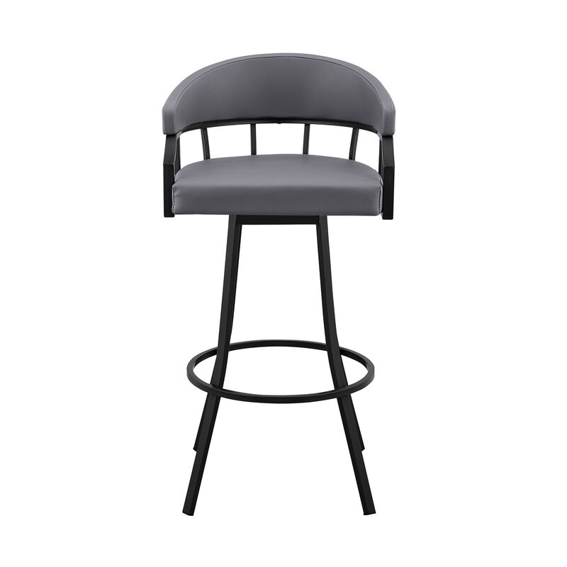 Hivvago 26 Inch Slate Gray and Black Steel Low Back Counter Height Swivel Bar Chair