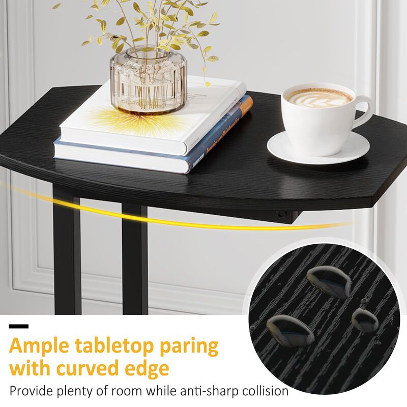 Hosfais Small Side Table End Table: C Shaped Barrel Coffee Table with Metal Frame, Wooden TV Tray for Living Room, Bedroom, Couc