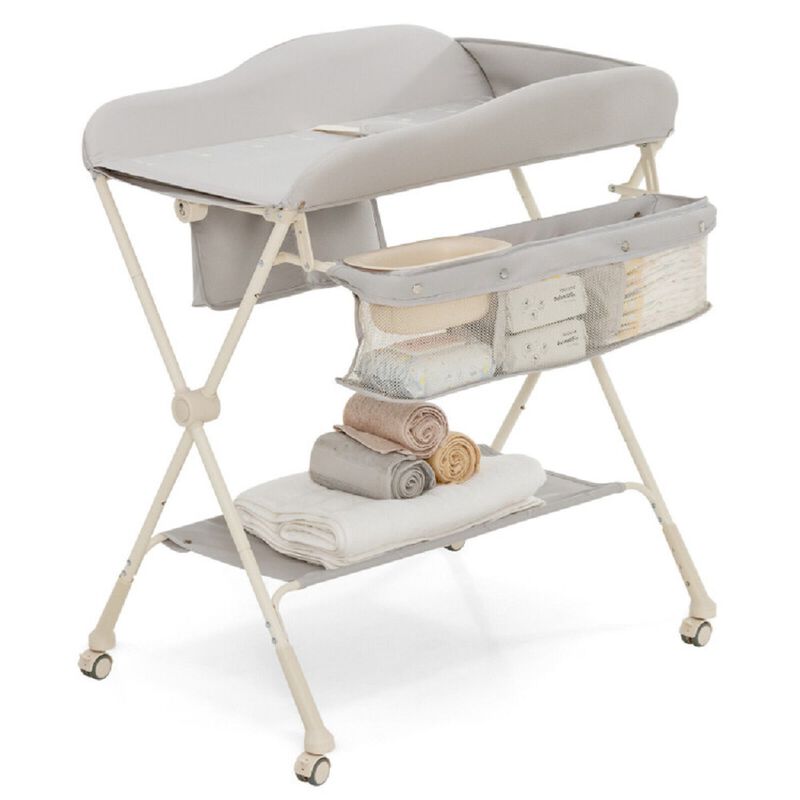 Baby Changing Table on Wheels with Built-In Water Basin – Easy-Clean Design