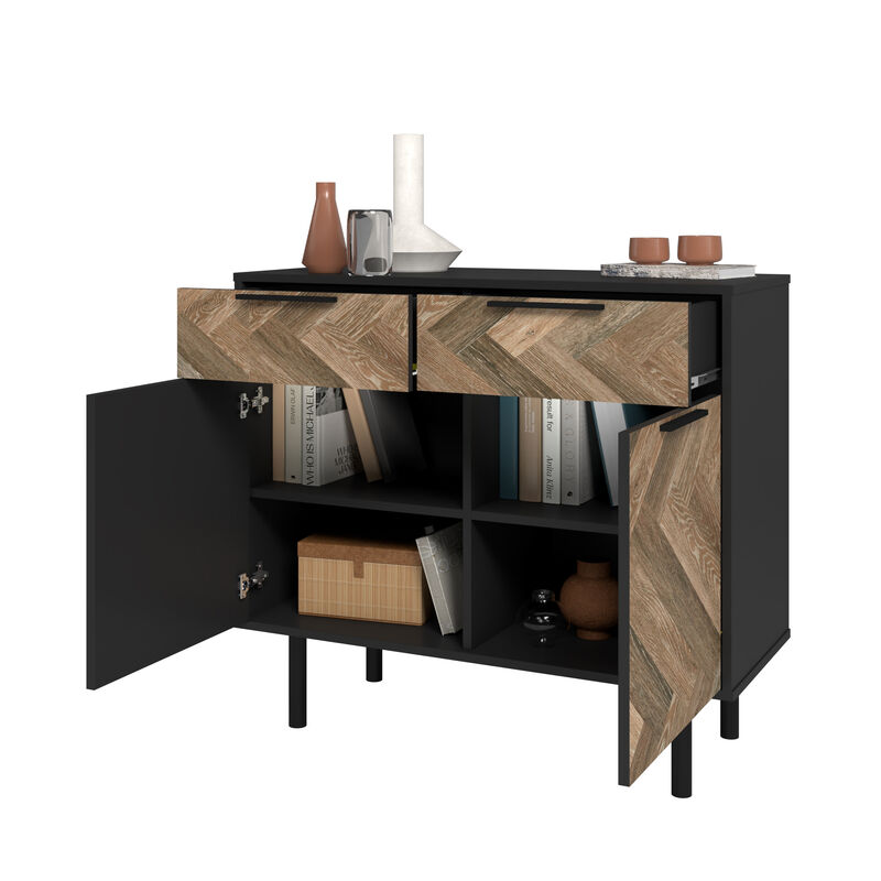 Liam Black and Brown Sideboard