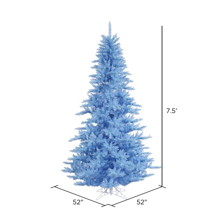 Vickerman 7.5' Sky Blue Fir Artificial Christmas Tree, Unlit - Faux Blue Christmas Tree - Seasonal Indoor Home Decor